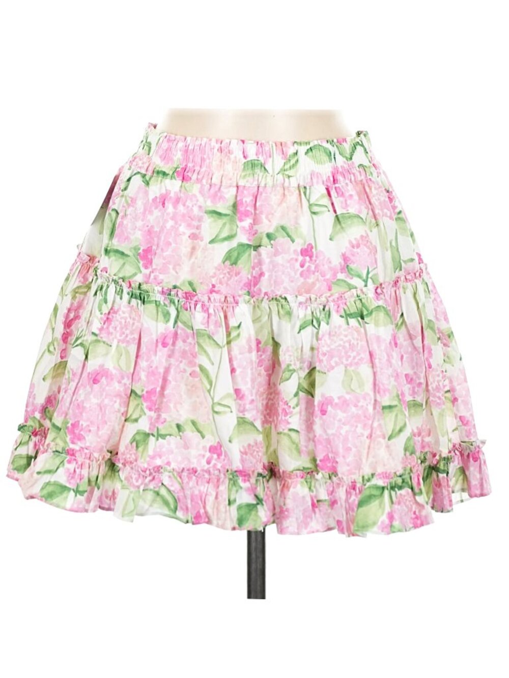 New Hill House Paz 100% Cotton Floral Mini Skirt Pink Hydrangea Medium